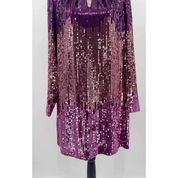 B55 Kate Spade Sequin Mini Dress Women 4 Shift Ombre Sparkly Mardi Gras Y2K Glam - Picture 7 of 10